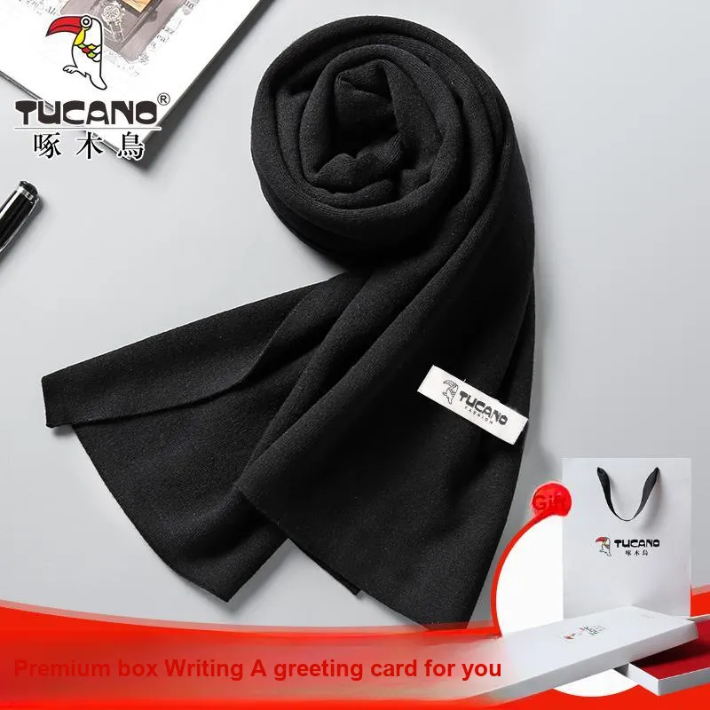 TUCANO Acrylic Knit Scarves Men's Navy Blue/Black/Red/Dark Gray-2