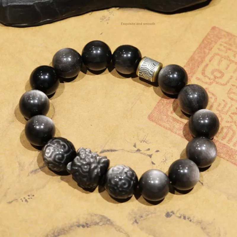 Moonstone Edge Obsidian Bracelets Men's-2