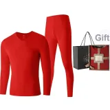 Men's V-Neck Clothing Sets (Red) Dralon Heat/Seamless Antibacterial