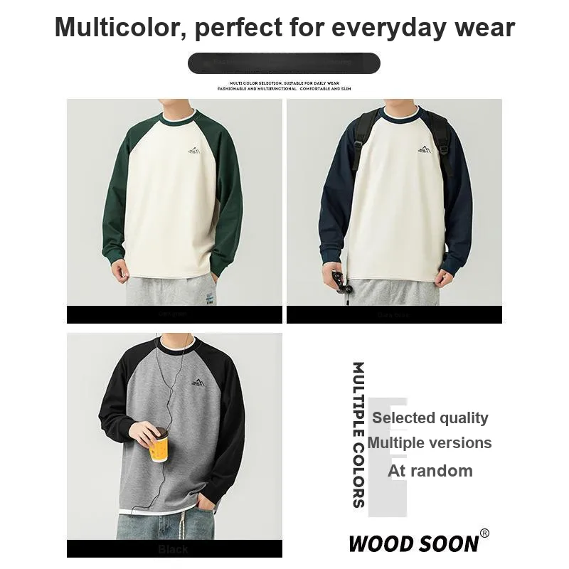 WOOD SOON Crew Neck Pullover Raglan Sleeve Sweat Top Unisex-6