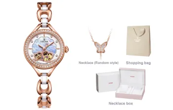 EBOHR Vanja Collection Mechanical Movement Ceramic Strap Watch Women's Watch Mother of Pearl Color Watch Dial
