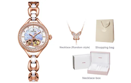 EBOHR Vanja Collection Mechanical Movement Ceramic Strap Watch Women's Watch Mother of Pearl Color Watch Dial