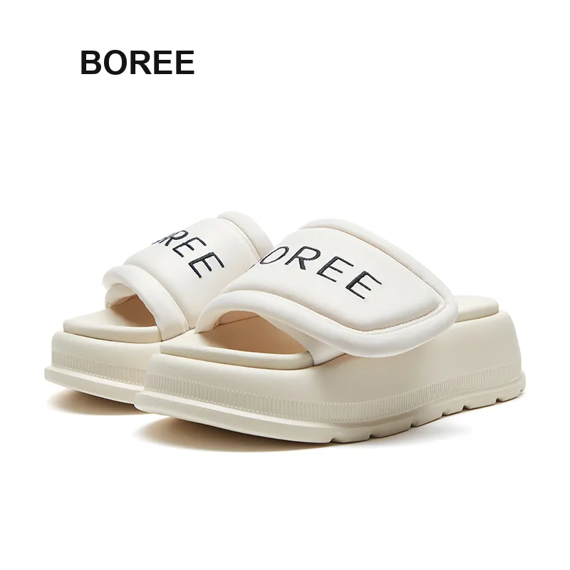 BOREE Slide Slippers Women's White/Black/Pink-1