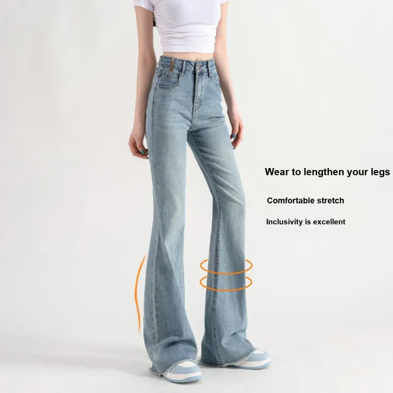 FAWENXIANGZI Spring, Fall Jeans Slim Fit Women's Vintage Blue-3