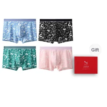 RED DRAGONFLY 100% Cotton Underpants, Skin Friendly And Comfortable Men's Box 4 Pack