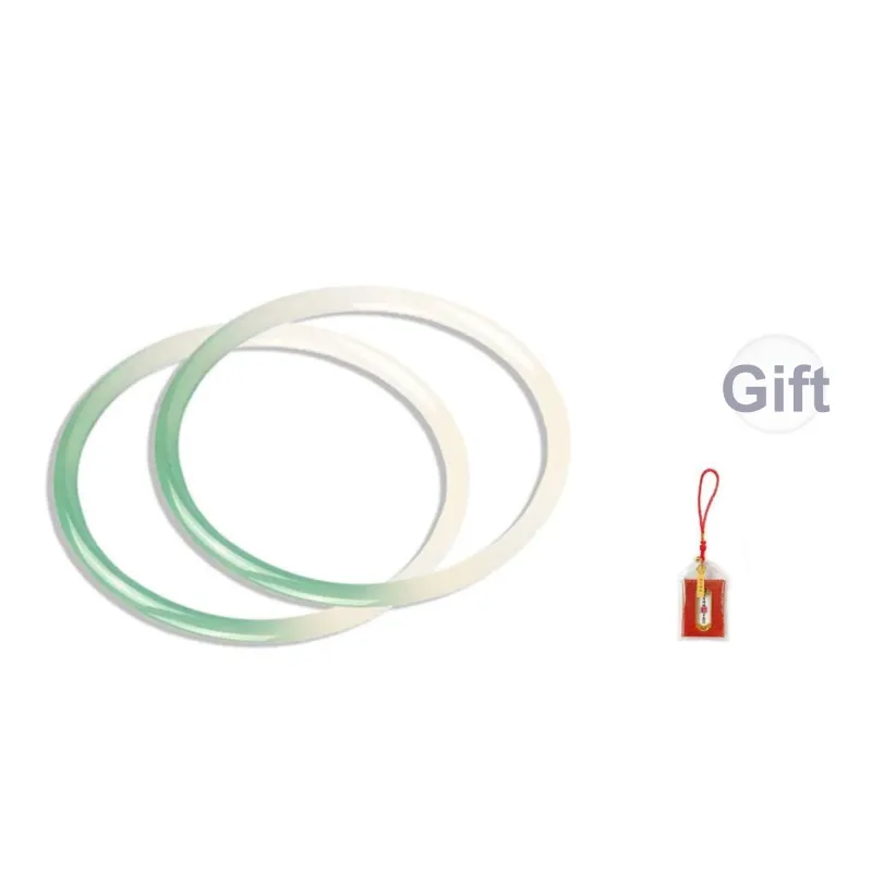 LUXLINE Natural Chalcedony Jade Bangle Authentic Women's-14