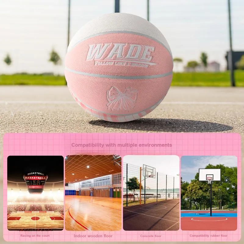 WADE PU Basketball JK Preppy Pink No. 6/No. 7 Training Match Women's-3