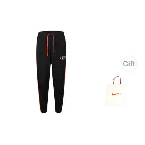 Nike Knitted Sweatpants Men Black Orange+Gift Bag