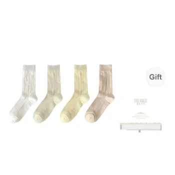 XIA.WA.ZHI.XIU Mid Calf Socks Women's Box 4 Pack