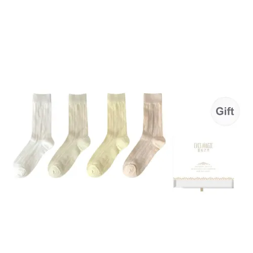 XIA.WA.ZHI.XIU Mid Calf Socks Women's Box 4 Pack