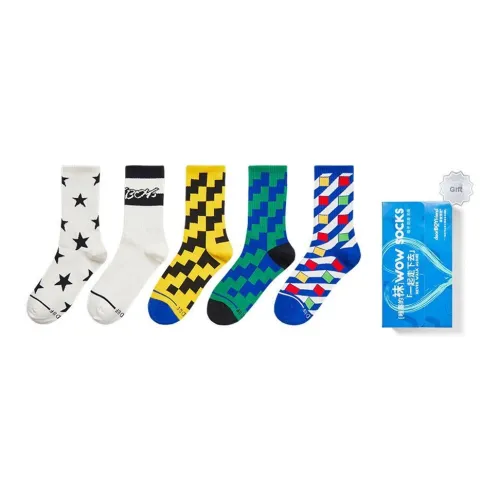 DearBoyFriend Носки Crew Высокие Мужские Коробка 5 Пачек Многоцветные