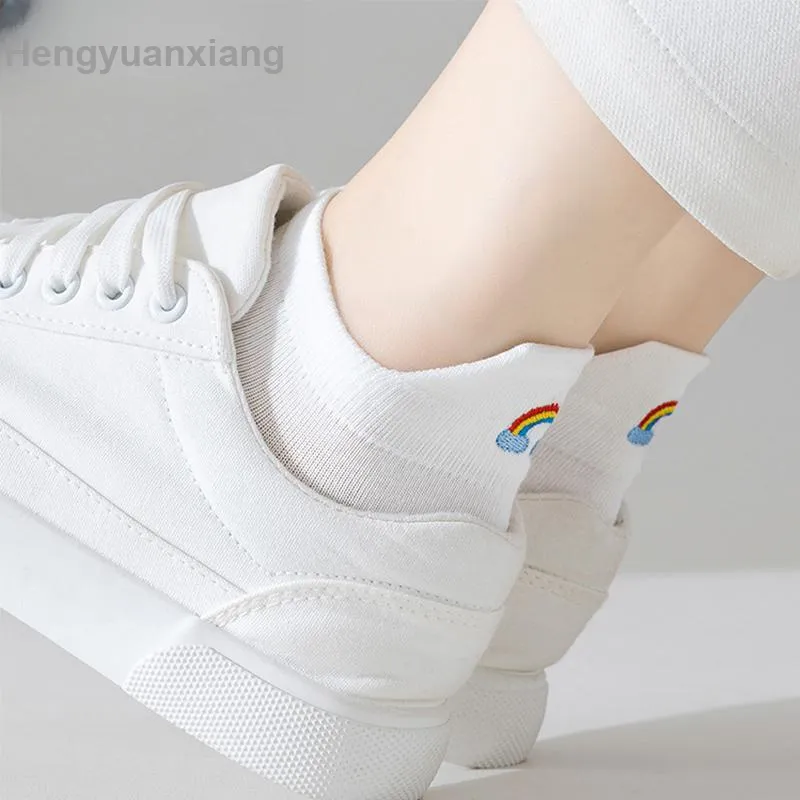 H-YXIANG No-Show Socks Women's 6 Pack White-1