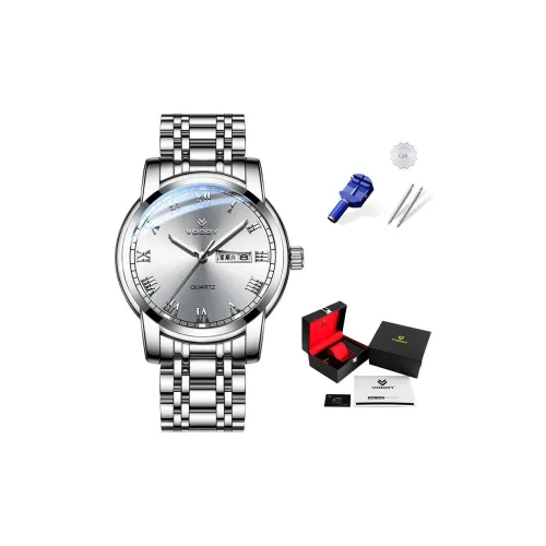 VODOY Повседневный Универсальный Часы для деловых мужчин Кварцевый механизм Ремешок из нержавеющей стали Часы Мужские часы Серебристый циферблат
