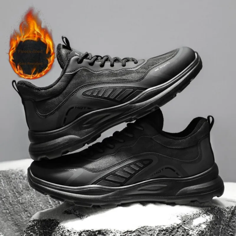 RED DRAGONFLY Platform Shoes Lightweight And Breathable Mid Top Casual Shoes Men's Black-5