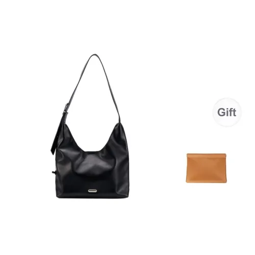 OMI Synthetic Leather Shoulder Bag Regular Medium Size Women's Black/White/Silver