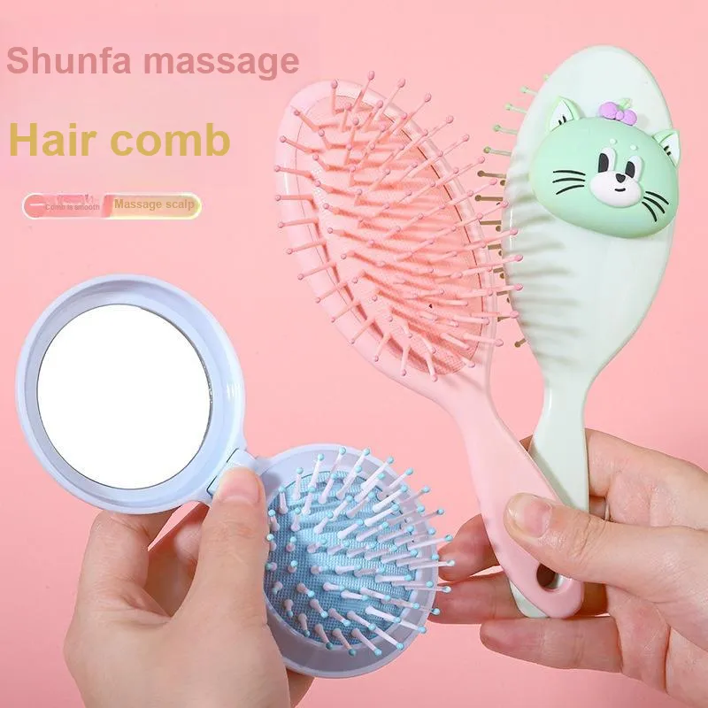 Love Of Wormwood 3D Effect Doll Massage Comb Mirror Airbag Comb 2 in 1-3