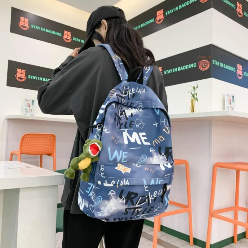 URBAN FOREST Nylon Backpack Unisex Blue/Green/Gray/White-2