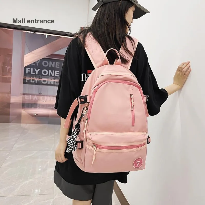 Alcohol Dragon Nylon Fabric Backpack Unisex Red/pink/black/white-7