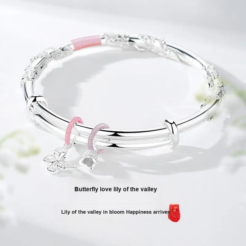 Fu Ru Ji Niche Luxury Advanced Sensory Flower Wealth Zodiac Year Red String Solid Hand Accessory Bangles Women's-1