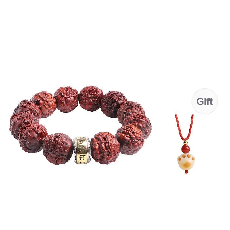MUSHENGYUAN Bloodwood Good Luck Beaded Bracelet Men's-7