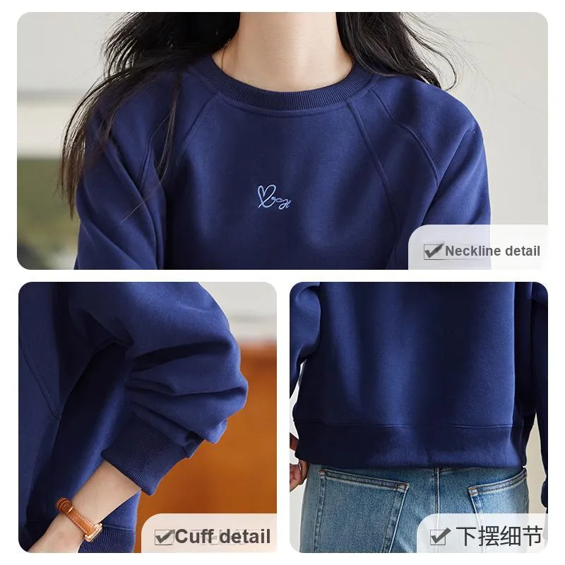 She Enjoys Sweatshirt Women's Navy Blue, Rose Purple-0