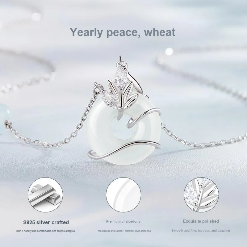 MOLADY Chalcedony S925 Silver Natural Jade Necklace For Women's Women's-1