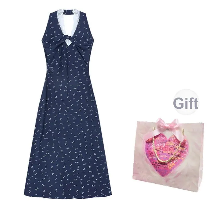 Vine Color Sleeveless Dress Style Women's Blue Single Item-5