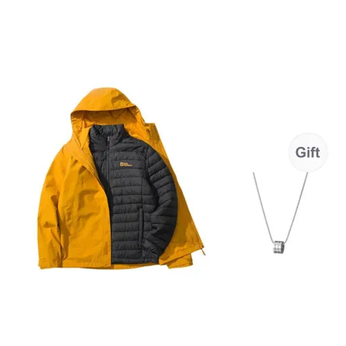 Jack Wolfskin Waterproof And Windproof To Keep Warm Windbreaker Jacket Men's Yellow Floral Comes With Necklace