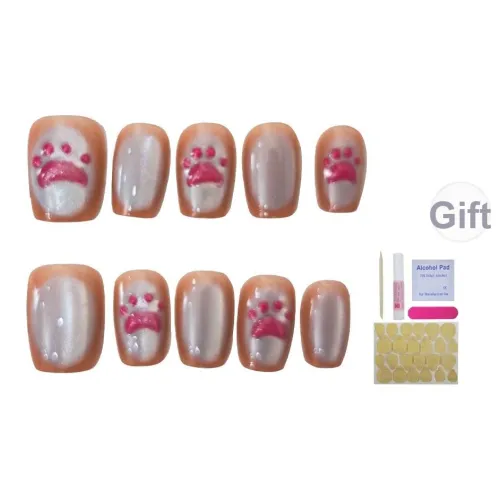 UNSEKI Kitten On The Mat Instagram стиль False Nail Short LADDER Nude Cute