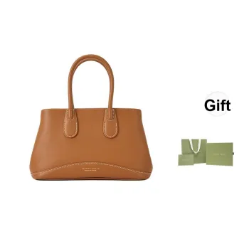 VANESSA HOGAN Top Grain Cow Leather Crossbody One Shoulder Handbag Trumpets Women's Nut Brown/Shoal White