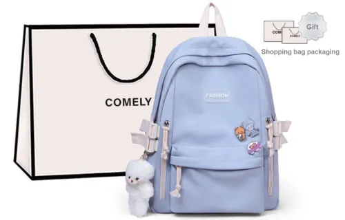 COMELY Fabric Laptop Backpack Regular Women's Blue