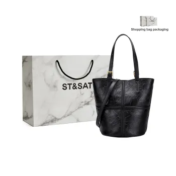 ST&SAT Genuine Leather Bucket Bag, Handbag, Shoulder Bag Large Size Women's Multicolor