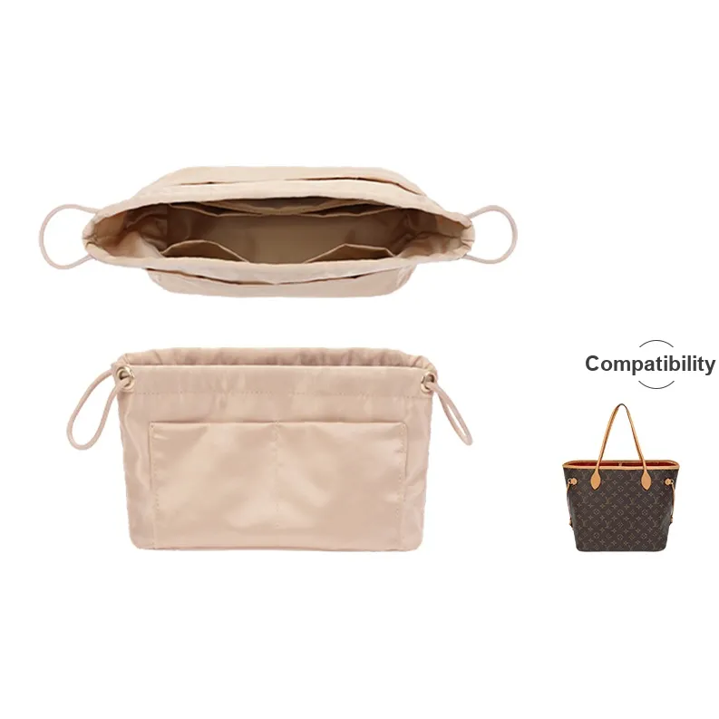 Tide Satin Tote With Super-Light Interior Pocket Storage Merch With Built-in Shape Retainer Women's Beige/Coffee/Black