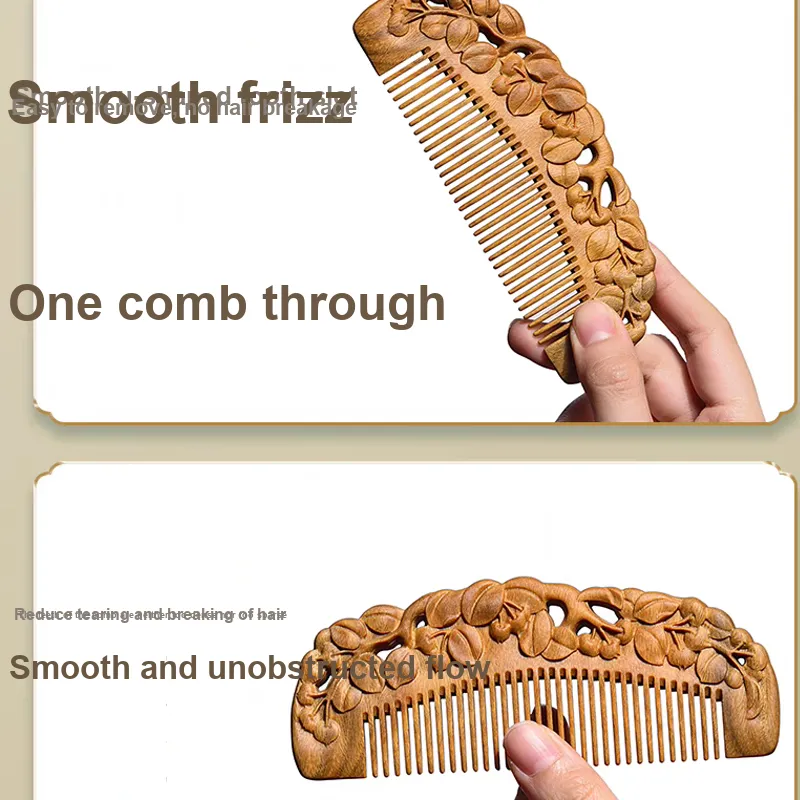 Zhou Guangsheng Natural Green Sandalwood Wood Comb Massage-1