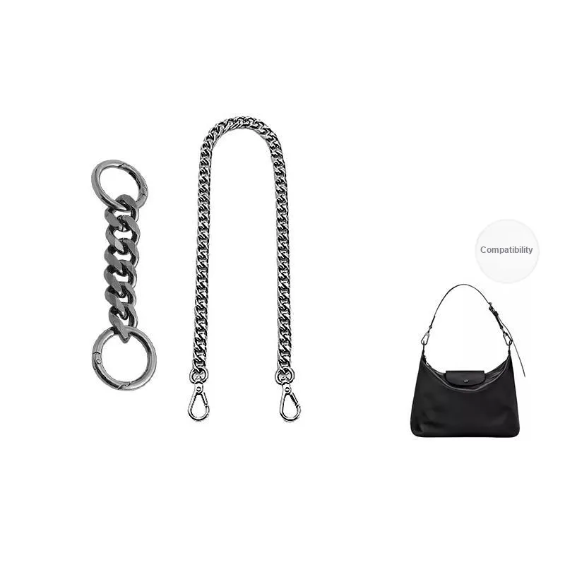 Ingenuity Handmade Metal Shoulder Strap Chain Liner Women's Gunmetal/White-Like-3