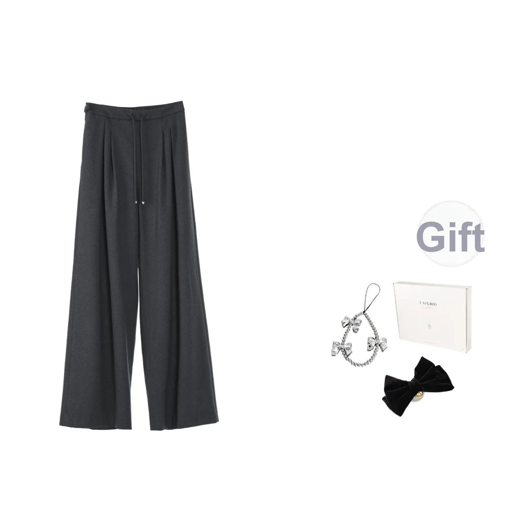 Fstudio Осенне-зимний Корейский стиль Коммутирование Свободный крой HIGH RISE Широкие штаны Этажные длины Повседневные штаны Женские