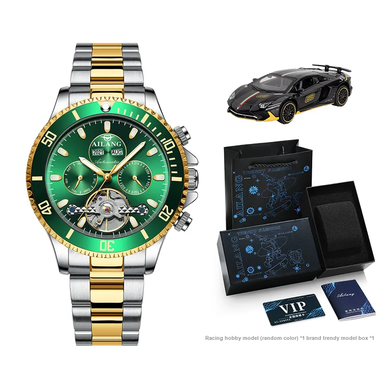 AILANG Minimalist Business Wrist Watch Automatic Mechanical Movement Watch Men's Watches Black Dial-8