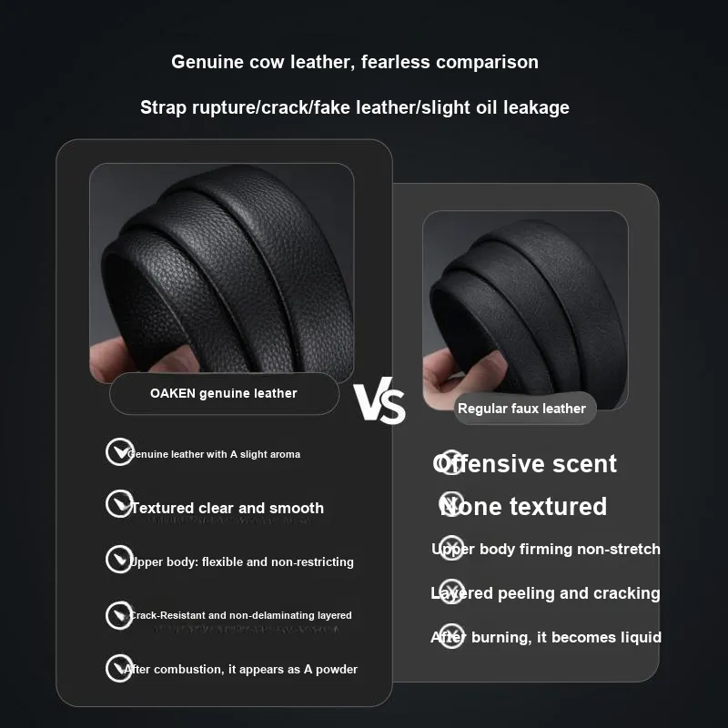 AOKANG Second Layer Leather Belts Men's Black Width 3.5cm-12