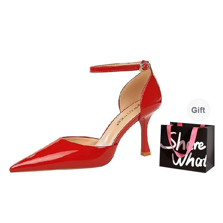 BIGTREE Flared Heel High Heels 8cm Women's-9
