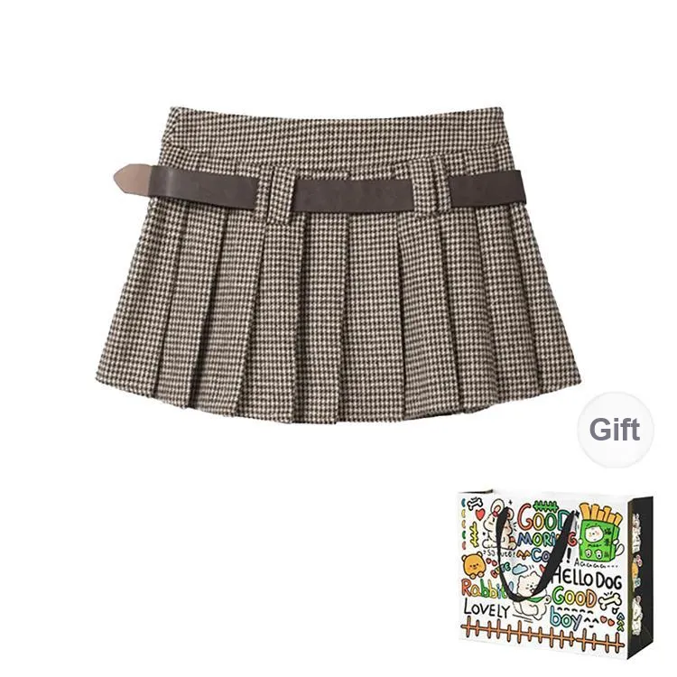 DEDY Casual Short Skirts Women's Houndstooth-1