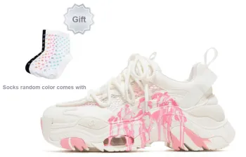 VITTORIO VENTURA Low Top Chunky Sneakers Women's Pink White Graffiti