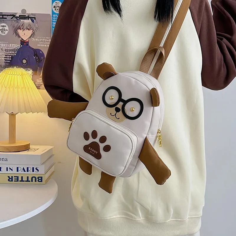 TOUTSEUL YOLO Nylon Backpack Unisex White/Brown-1