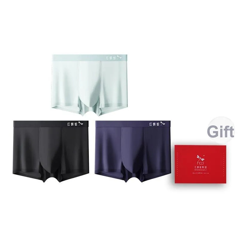 RED DRAGONFLY Бесшовный Ice Silk Мужское нижнее белье Коробка 3 упаковки