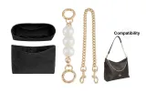 (Coach Nomad Bag) Black DuPont paper + pearl extended chain grass + dog buckle decorative chain 45cm
