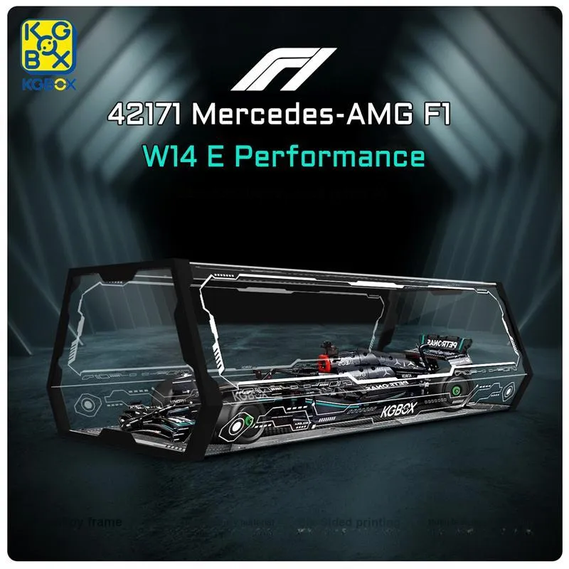 KGBOX Building Block Technic 42171 Mercedes F1 Formula Racing Figure Acrylic Display Case Model Accessories-4