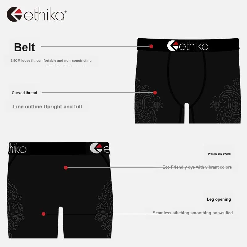 ETHIKA Underpants Men's 1 Pack Black Paisley-3