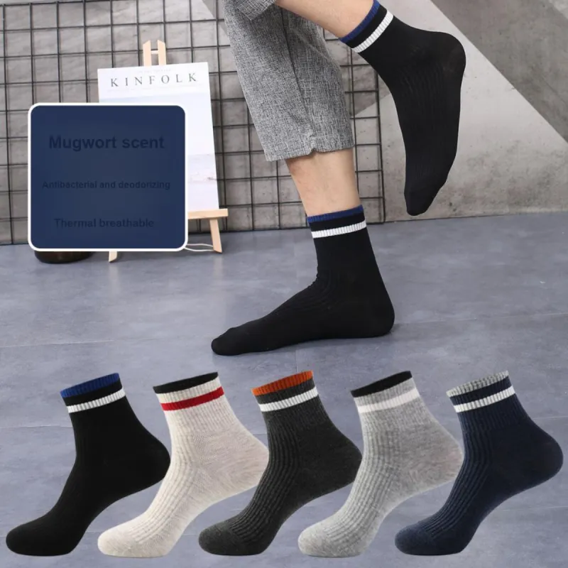 H YXIANG Mid Calf Socks Men's 5 Pack Multicolor-2
