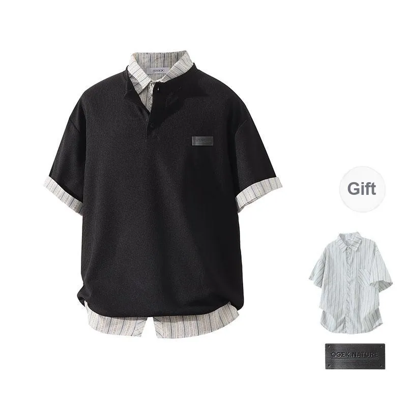 OGEK T Shirt Unisex White Comes With White Blue Shirt+Brooch-2
