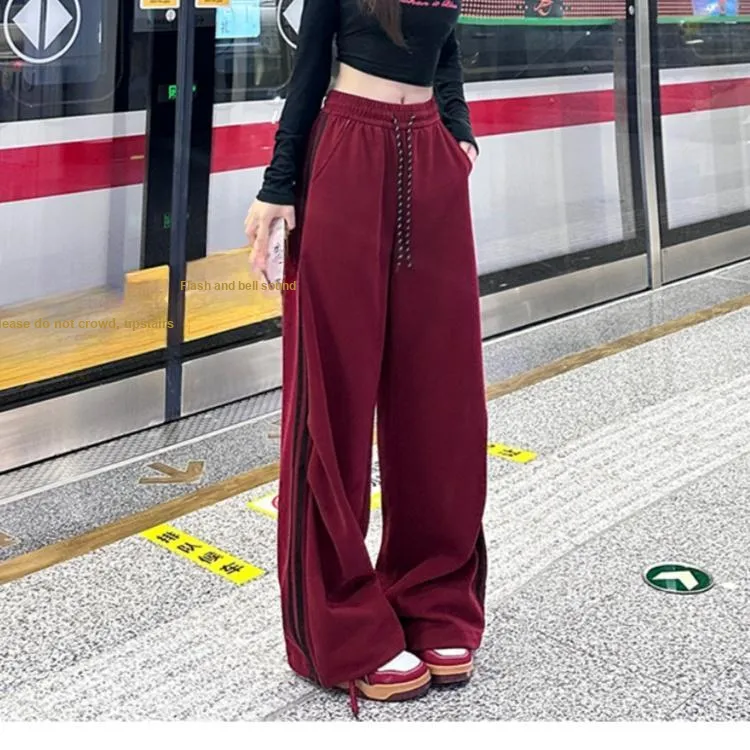 FORLOVENANCY High Rise Loose Fit Elastic Cuff Sports Floor Length Wide Leg Pants Women's-8