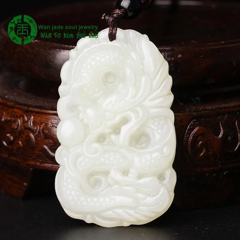 WANYUHUN Hetian Jade Pendants White Jade Unisex-1